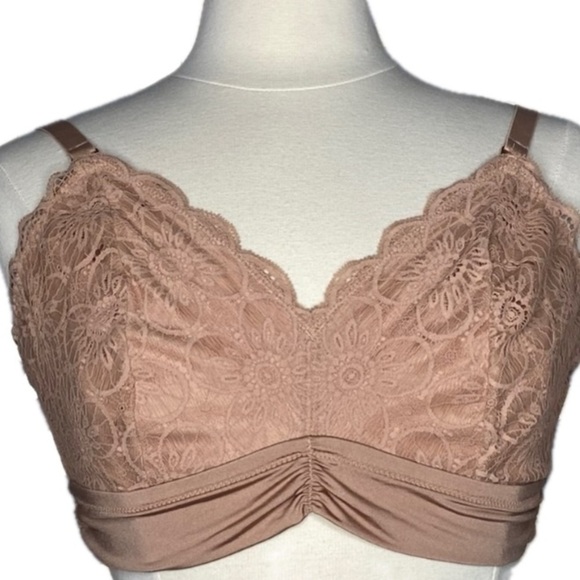 Aerie Soft & Smooth Endless Lace Stretch Triangle Bralette Bra XL in Raw Sienna - Picture 3 of 16